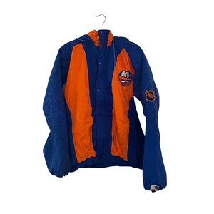 Vintage 90s Starter New York Islanders NHL Full Zip Hooded Puffer Jacket Size XL